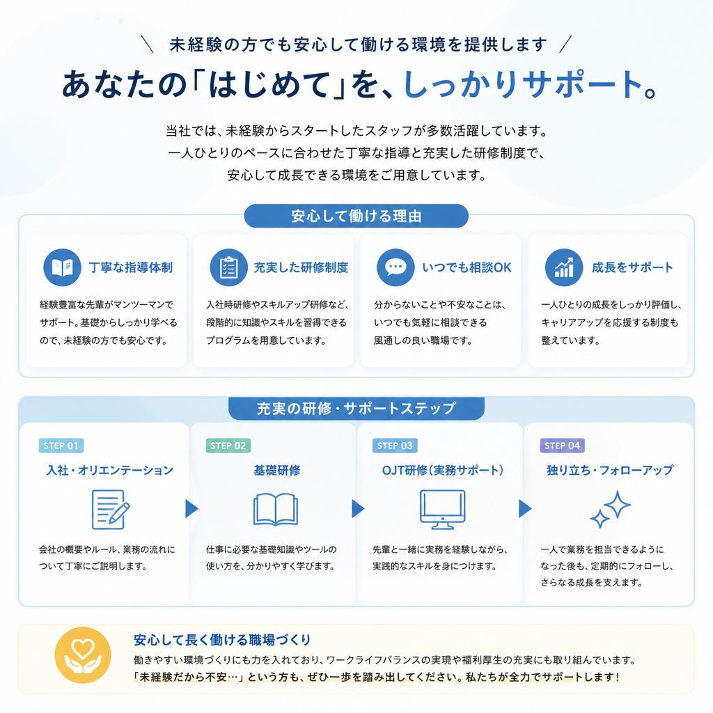 3. 未経験者歓迎のサポート体制