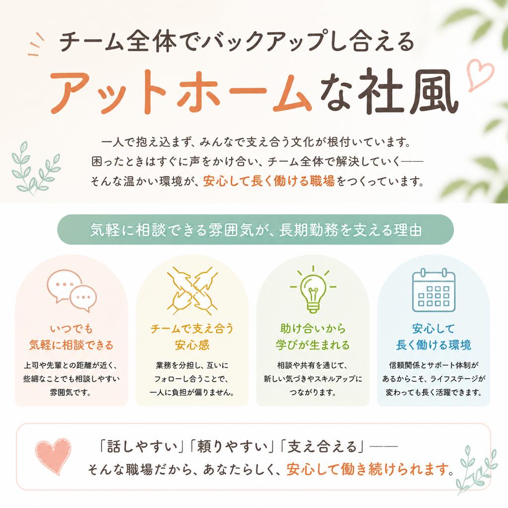 4. アットホームな職場環境